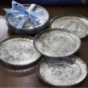 Pottery Barn New in box antiqued Hanukkah dessert plates